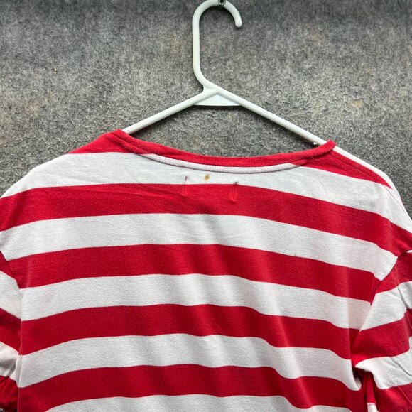 Budweiser PacSun Shirt Women Small Red White Striped Crewneck Embroidered Logo T - Picture 10 of 11